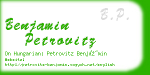 benjamin petrovitz business card